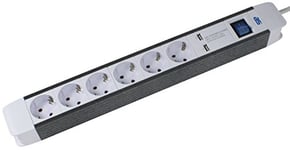 as - Schwabe Multiprise 6 Prises avec 2 Ports USB, Interrupteur et Protection de Contact Accrue, câble de 1,5 m, fiche Schuko, 1 pièce, Blanc