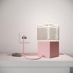 Creative Cables - Posaluce Cubetto Couleur, lampe de table en bois peint comprenant câble textile, interrupteur et prise bipolaire Sans ampoule