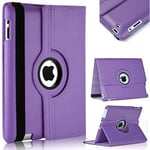TechDealsUK 360 Degree Rotating Case For Apple iPad 4 3 2 (2011-2012) PU Leather Stand Swivel Folio Cover (Purple)