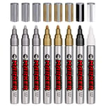 Whaline Acrylic Paint Pens Waterproof Permanent Marker Pens Non Toxic for Rock Painting, Gold Silver Craft Pens White Black Pens For DIY Projects, Glass, Ceramic, Stone, Fabric, Wood, Metal, Quick Dry