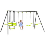 Outsunny Garden Swing Set with Double Swings, Glider, Swing Seats for Outdoor