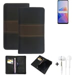 Wallet Case + headphones for Oppo F21 Pro 5G Protective Cover Brown