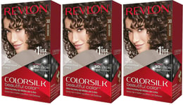 3 x Revlon Colorsilk Permanent Hair Colour - 30/3N Dark Brown
