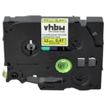 vhbw 1x Ruban compatible avec Brother PT E300VP, E110, E300, E115, GL-100, H100, E200 imprimante d'étiquettes 12mm Noir sur Jaune fluo