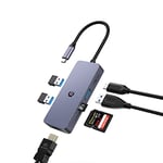 Hub USB C, Adaptateur 7 en 1 USB C, hub HDMI 4K, Ultra Plat USB avec HDMI 4K, 100 W PD, 3 USB 3.0, Lecteur de Carte SD/TF, Compatible avec Mac, Ordinateurs de Type C, systèmes Windows et iOS