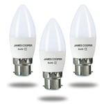 3 Pack 7W Candle LED Light Bulbs B22 BC Bayonet Cap JAMES COOPER Bright 7W=60W C37 Chandelier 270 Beam Lamp 6500K Daylight 60W Incandescent Replacement