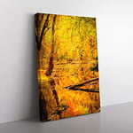 Big Box Art Autumn Forest Vol.1 Painting Canvas Wall Art Print Ready to Hang Picture, 76 x 50 cm (30 x 20 Inch), Gold, Orange, Cream