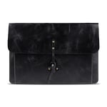 Londo Real Grain Leather MacBook Pro Case with Front Pocket & Flap Closure (Black, 13 inches)