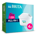 BRITA MAXTRA PRO All In One Water Filter Cartridge 4 Pack - Original BRITA refill reducing impurities, chlorine, pesticides and limescale for tap water with better taste, White