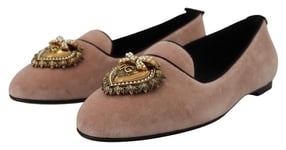 DOLCE & GABBANA Shoes Pink Velvet Slip Ons Loafers Flats EU36.5 / US6
