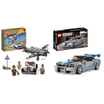 LEGO 77012 Indiana Jones Fighter Plane Chase Set with Buildable Airplane Model & Vintage Toy Car & 76917 Speed Champions 2 Fast 2 Furious Nissan Skyline GT-R Race Car Toy Model Building Kit
