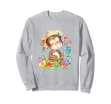 baby monkey with flowers cute lil ape monkeys daughter Sweatshirt