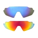 Walleva Fire Red + Ice Blue Polarized Lenses For Oakley Flight Jacket Sunglasses