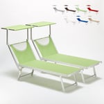 Beach And Garden Design - 2 transats de plage bain de soleil professionnels en aluminium Santorini Couleur: Vert