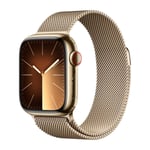 Apple Watch Series 9 GPS + Cellular 41 mm, guldfarvet Rustfrit stål urkasse med guldfarvet milanorem