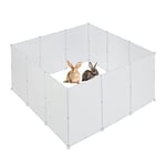 Relaxdays Cage extérieure Lapin, en 12 pièces, enclos pour Petits Animaux, HLP : 72 x 155 x 155 cm, à emboîter, Blanc