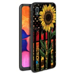 ZhuoFan for Samsung Galaxy A10 Case, Phone Case Silicone Black with Pattern Ultra Slim Shockproof Soft Gel TPU Back Cover Bumper Skin for Samsung A10 Smartphone 6.1 inch (Sunflower 2)