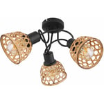 Plafonnier spot lampe bambou maille parapluie plafonnier spot lampe, métal, noir marron mat, 3x E27, d x h 46 x 25