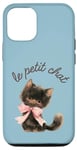 Coque pour iPhone 15 Pro Adorable coquette Le Petit Chat - Petit Chat - Nœud Rose