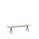 HAY Pyramid bänk Oak matt lacqured-190cm-svart stålstativ