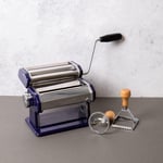 Pasta Making Set with Blue Stainless Steel Pasta Maker, Round Ravioli Cutter and Square Ravioli Cutter
