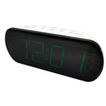 WE Radio réveil grand affichage FM , Dual alarme, led vert 1 port USB intégré pour la charge blanc Blanc
