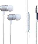 Moto G10 Power - Earphones In-Ear Headphones Earbuds with 3.5mm Jack [Remote & Microphone] Noise Isolating, High Definition For Motorola Moto G10 Power (SILVER)