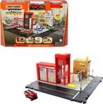Matchbox Action Drivers Fire Station Rescue Playset with1:64 Light&Sound Effects