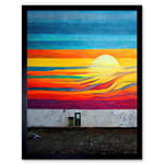 Sunrise Mural Street Art Graffiti In Bright Vibrant Sunset Art Print Framed Poster Wall Decor 12x16 inch