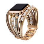 Women Leather Link Bracelet Strap for Apple Watch 9 8 7 6 5 SE 40/44/41/45/49mm