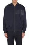 Armani Exchange Men's Front Pockets, Bomber Neck Style, Leather Patch Jacket, Navy Blazer, XL