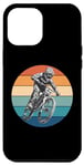 Coque pour iPhone 14 Pro Max Vélo tout-terrain VTT équitation vintage coucher de soleil action