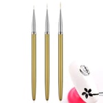 3 st Nail Art Liner Penslar, UV Gel Målnings Nagel Design Nylon Pensel, Nagel Målnings Pennor