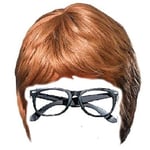 Sofias Closet Mens Austin Powers 2pc set Brown Wig and Glasses Groovy 60's Swinging Costume