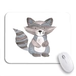 Gaming Mouse Pad Woodland Raccoon Watercolor Animal Nursery Drawing Baby Beautiful Bunny Nonslip Rubber Backing Computer Mousepad for Notebooks Mouse Mats