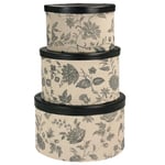 Ménage Essentials de boîte à Chapeau 3 pièces avec couvercles en Simili Cuir, Motif Floral