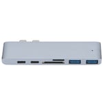 Dockningsstation 7 i 2 Silver Mini USB 3.1 Multiport Dockningsstation Hub för Macbook