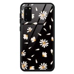 ZhuoFan Coque Huawei P20, Series 9H Verre TREMPE Cas Design Motif Antichoc Protector Case [Anti-Rayures] [Soft Bumper] Tempered Glass Skin Fundas for Huawei P20 5.8, Cover chrysanthème