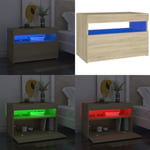 Sängbord med LED-belysning sonoma-ek 60x35x40cm konstruerat trä - Sängbord - Säng Bord - Home & Living