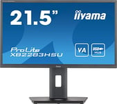 Ecran iiyama 21,5" Ultra Mince, VA, 1920x1080@75hz, 250cd/m²,Haut-parleurs, DP, HDMI, USB-HUB, 1ms, réglable en Hauteur, Pivot, TCO
