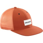 Salomon Trucker Unisex Cap with Flat Visor, Soft and Breathable Mesh, Recycled Fibers, Protect from the Sun, Bold Style, Orange, Small/Medium