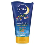 NIVEA SUN Kids Swim Play Sun Lotion (150ml ) Sunscreen with SPF 50+, Kids Sun