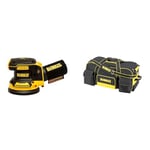 DEWALT DCW210N-XJ Cordless Sander 18V XR Brushless 125mm Bare Unit & DWST1-79210 Duffel Trolley Bag with Wheels, Yellow/Black, Large 26-Inch