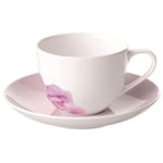 Villeroy & Boch Rose Garden Kaffekopp med Tallerken 16 cl Hvit Porselen