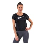 Nike Women Swoosh Run Short Sleeve Top - Black/White, Large