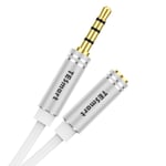 Headphone Extension Cable TESmart TPE Car Aux Stereo Jack Cable 3.5mm Male to Female Lead for Phones, Headphones, Speakers, Tablets, PCs, MP3 Players etc.(6.6ft / White)