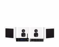 System One A50BT med SC4B &amp; 2 par DLS Flatbox Mini Vita Vägghögtal