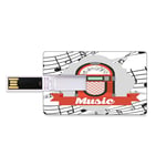 4 GB Clés USB à mémoire flash Juke-box Stockage de bâton de mémoire de disque de la clé U de forme de carte de crédit bancaire Vieille musique Vintage Box Image de bande dessinée avec impression de no