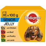 48 X 100g Pedigree Senior Wet Dog Food Pouches Mixed Selection In Jelly