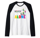 Autism Dad Support Alone Puzzle You'll Never Walk Raglan Baseball Tee